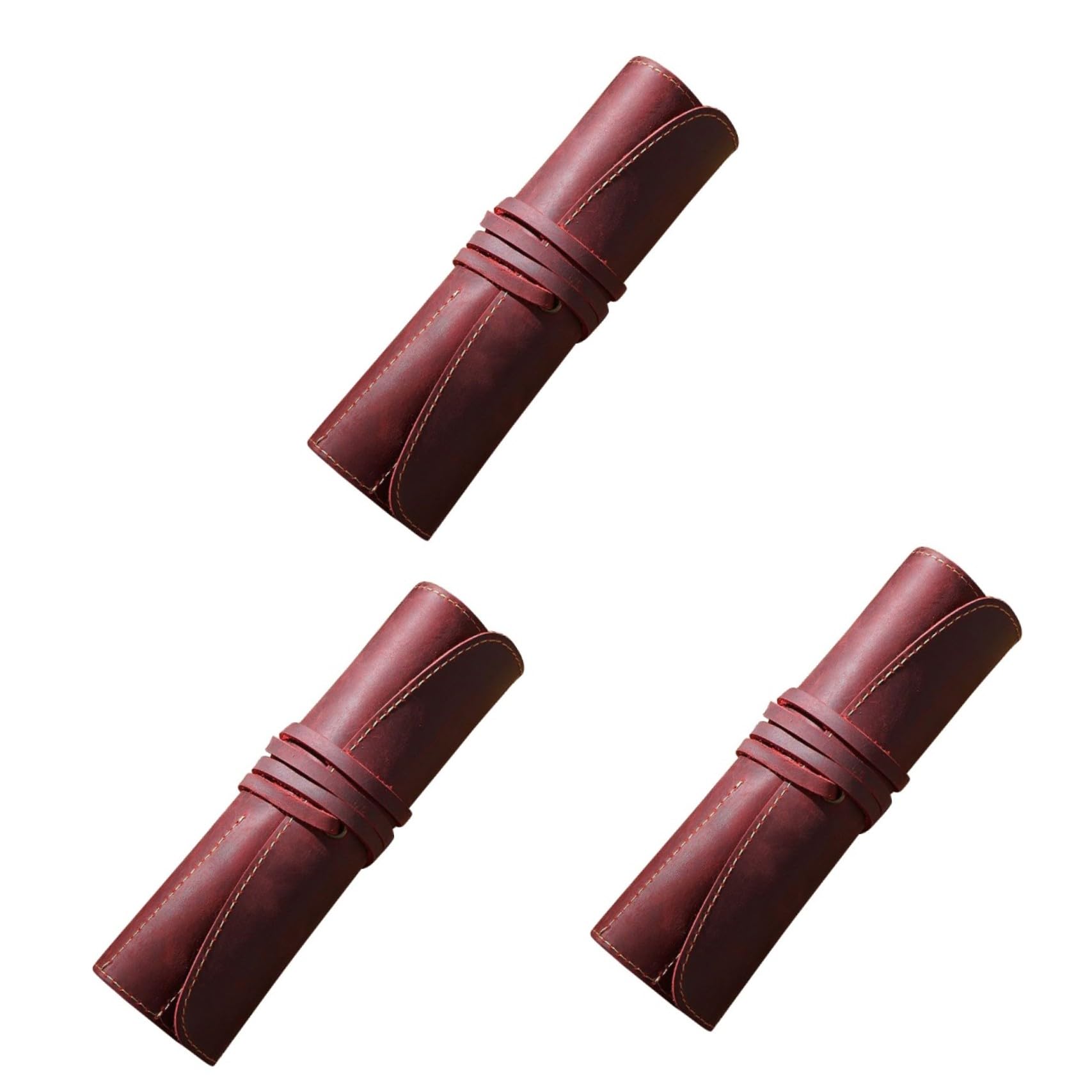 Ciieeo 3piezas Funda De Piel De Vacuno Vintage para Bolígrafos y Lápices Estuche De Cuero para Estilográficas y Bolígrafo Rojo Vino