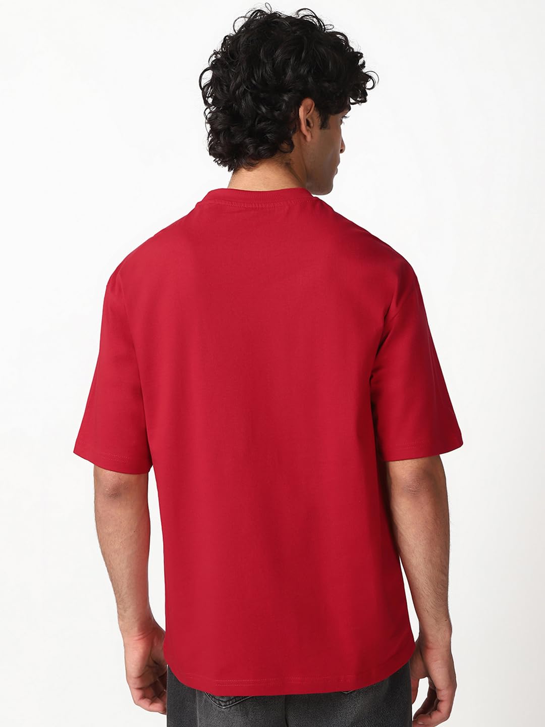 Bewakoof Official Cartoon Network Merchandise Mojo JoJo Men's Graphic Printed Oversized Fit Half Sleeve Round Neck Cotton Jersey T-Shirt_659707_Red_M 2