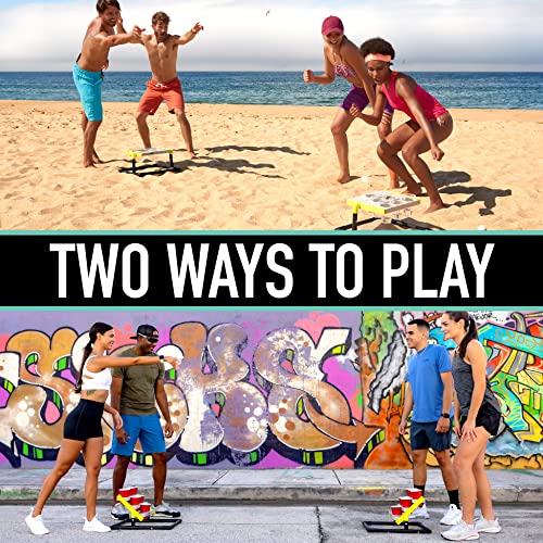 franklin sports stadium cup pong set - jumbo 6 cup pong game set with cups  stand - fun indoor  outdoor tailgate game