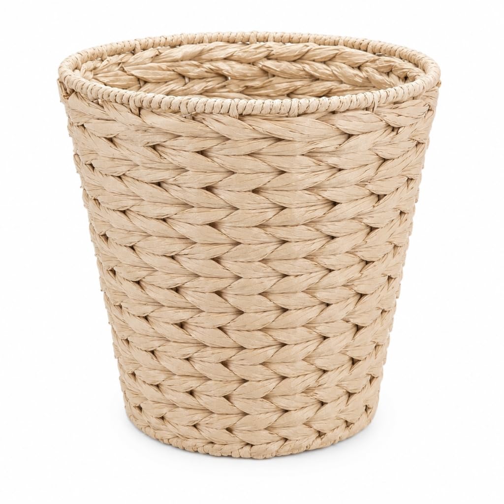 EHC Round Waste Paper Basket Rubbish Bin for Home or Office, Khakhi