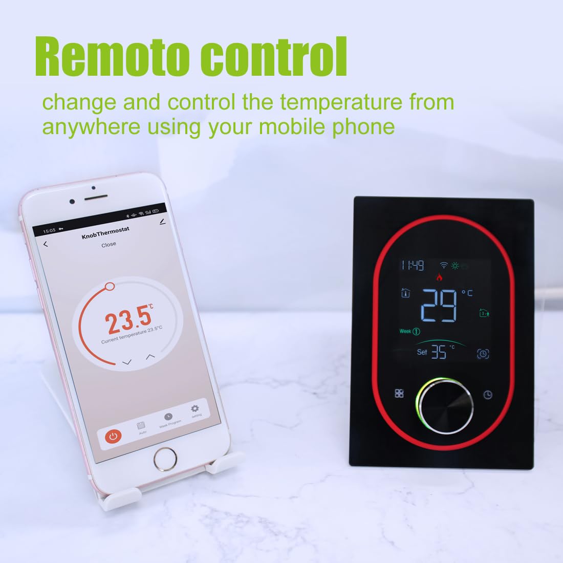 WiFi Smart Knob Termostat ogrzewania kotła gazowego, programowalny regulator temperatury WiFi, kompatybilny z aplikacją Tuya Alexa i Google Home, termostat pokojowy do kotła kombinowanego