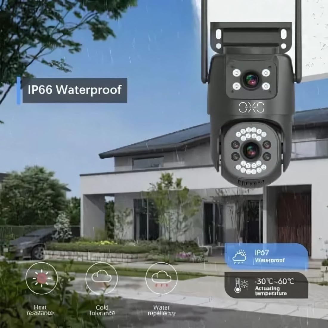OneXsale 6MP 4G SIM PTZ Security Camera for Home Outdoor | Dual Lens, 360° Pan Tilt Zoom, Color Night Vision, AI Motion Alert, 2-Way Audio, Waterproof | No WiFi Needed, SIM Not Included 2