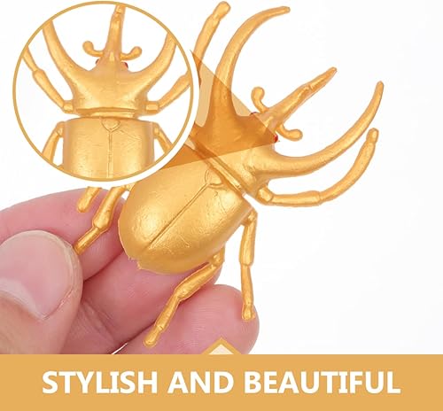 Miniatura 8 de Totority 15pcs Golden Beetle Modelo Juguetes Escarabajo de plástico falso Insectos realistas Broma Juguetes Broma Truco de miedo divertido broma