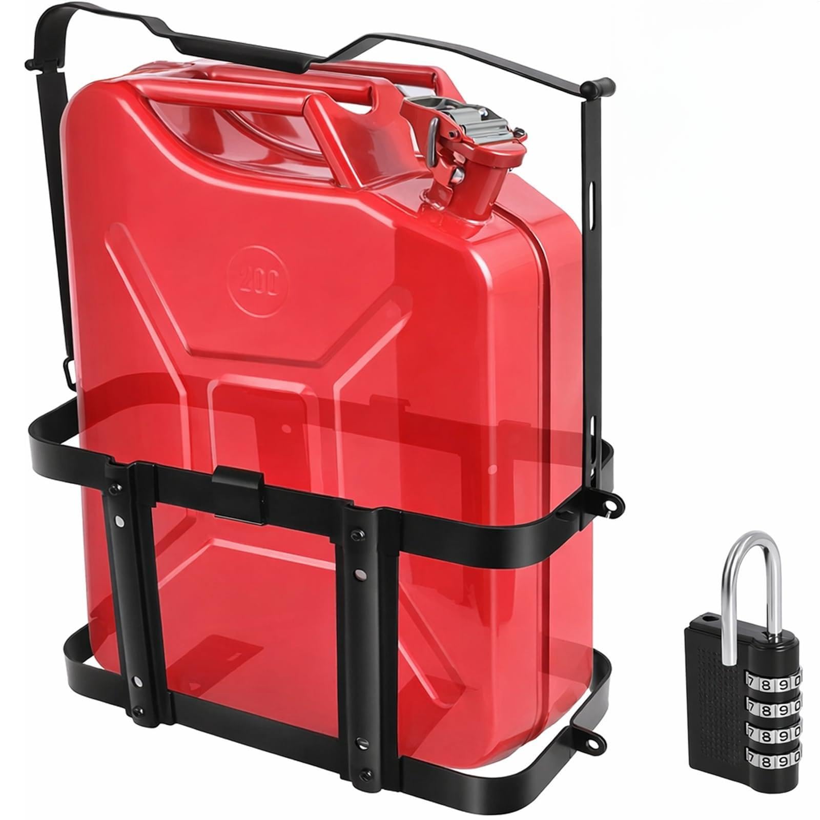 Jerry Gas Can Holder Rack with Combination Lock, Jerry Can Mount Holder Heavy Duty for 5 Gallon (20 Liter) Steel Jerry Can, Detachable Carrier Mount by MCCKLE