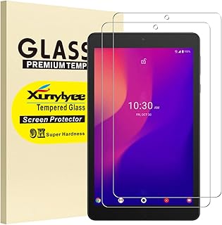 XunyLyee [2 Pack Screen Protector for Alcatel Joy Tab 2, Easy Installation Tempered Glass for Alcatel Joy Tab/Alcatel Joy Tab kids 2 (8.0 Inch)