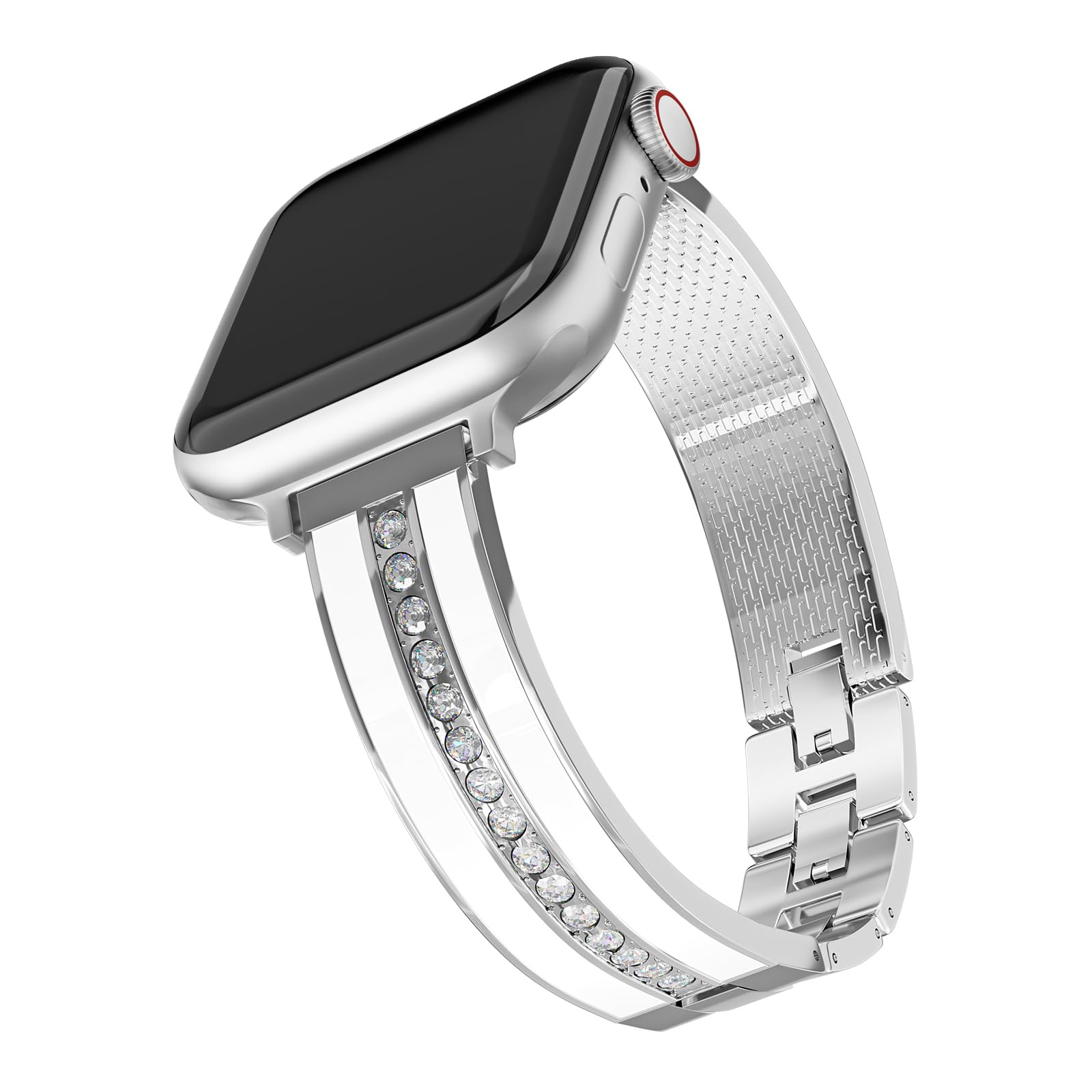 Enamel Style Metal Bracelet Apple Watch Band for Women, 2 tone, Bangle, Dressy, Adjustable, Fits Most Wrists