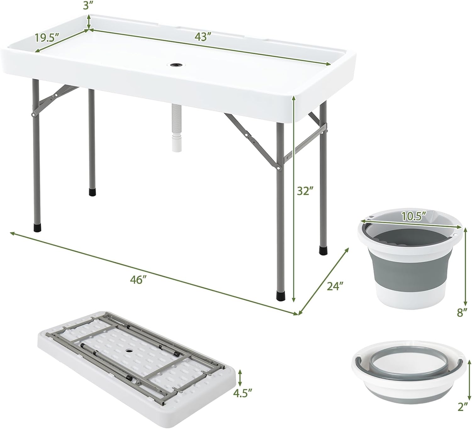 LDAILY Moccha Ice Table, Outdoor Cooler Table with Drain, Foldable Bucket, Detachable Skirt, Portable Ice Tables for Party, Camping, Wedding, BBQ