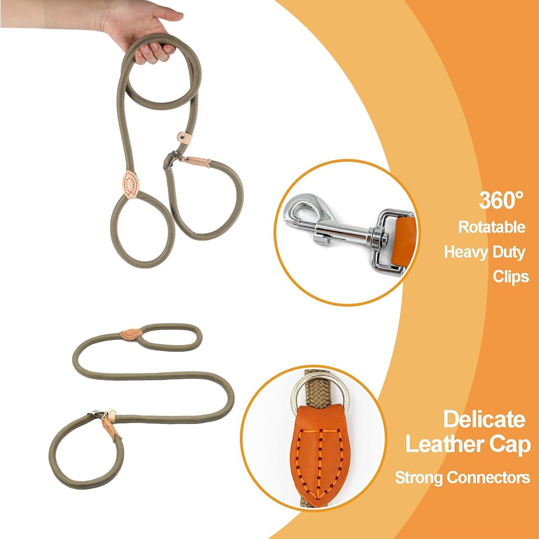 Guinzaglio Per Cani 1.5m - Regolabile, Nylon, Per Cuccioli E Taglia Media, Con Doppia Sicurezza - Foto 5