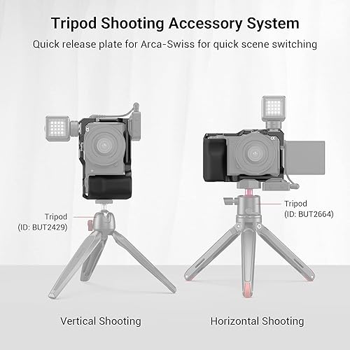 Miniatura 7 de SMALLRIG ZV-E10 Jaula con mango de silicona y agujeros roscados incorporados, zapata fría y placa de liberación rápida para Sony ZV-E10