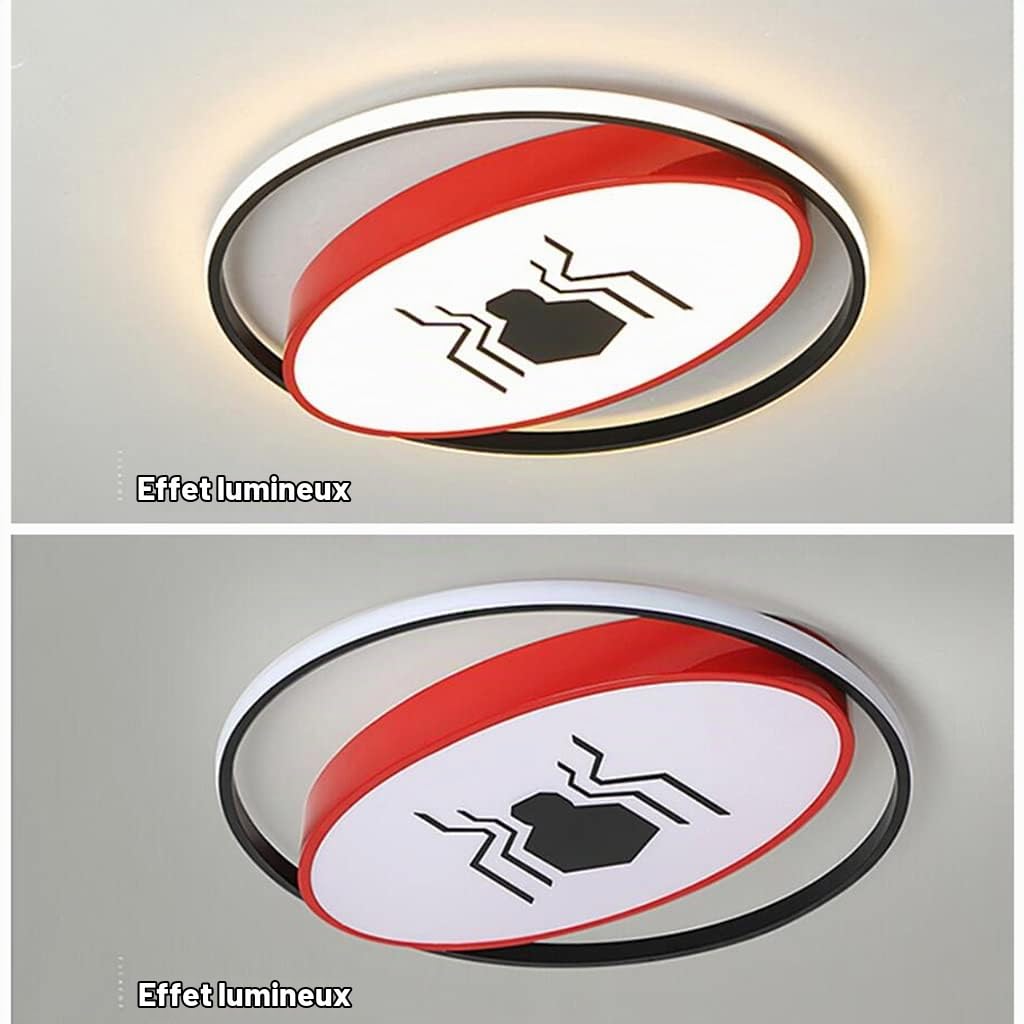 WJLL Plafonnier Moderne Chambre d'enfant Lampe De Plafond Lustre LED Dimmable avec Télécommande Éclairage De Plafond Super-héros spiderman pour Garçons Filles Chambre Restaurant Lumière,40cm