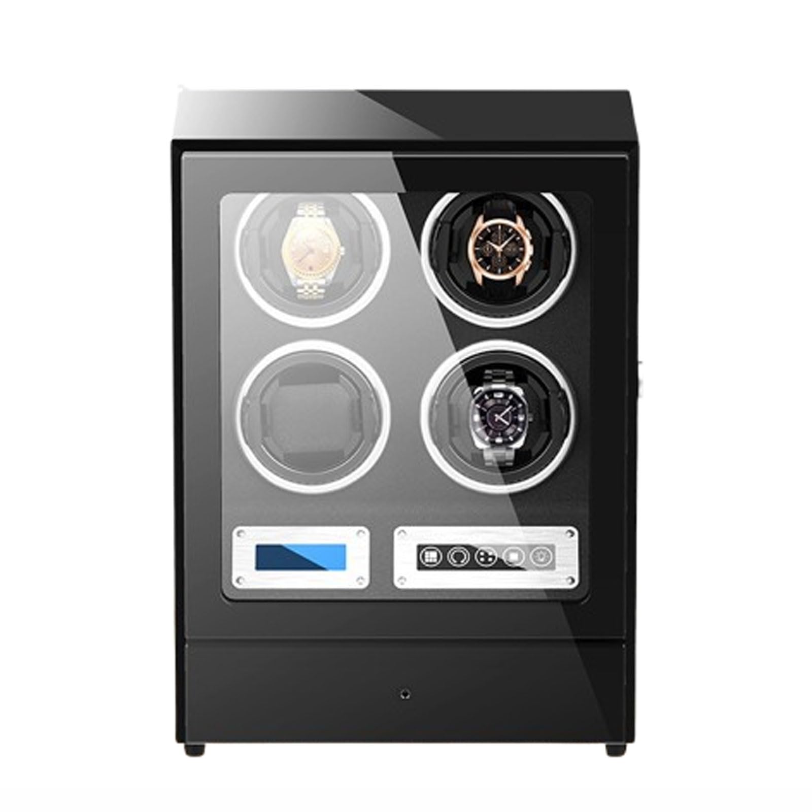 CGCSYZ Automatic Watch Winder For 4 Watches With Silent Japanese Motor Multi Rotation LED Display Stylish Touch Operation Watch Organiser With Drawer (4 position Black)
