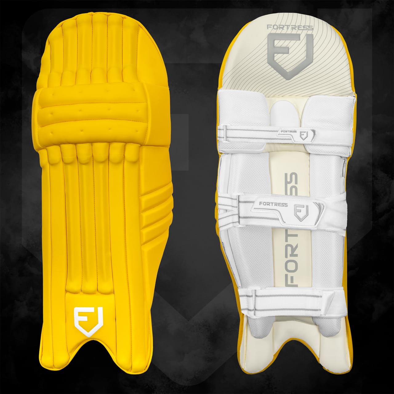 Fortress Original 100 Colored Cricket Batting Pads - Trusted by The Pros for The Highest Level of Cricket! | Premium Quality | Test Grade | 5 Colours (Yellow (Left Handed), Youth (15in))