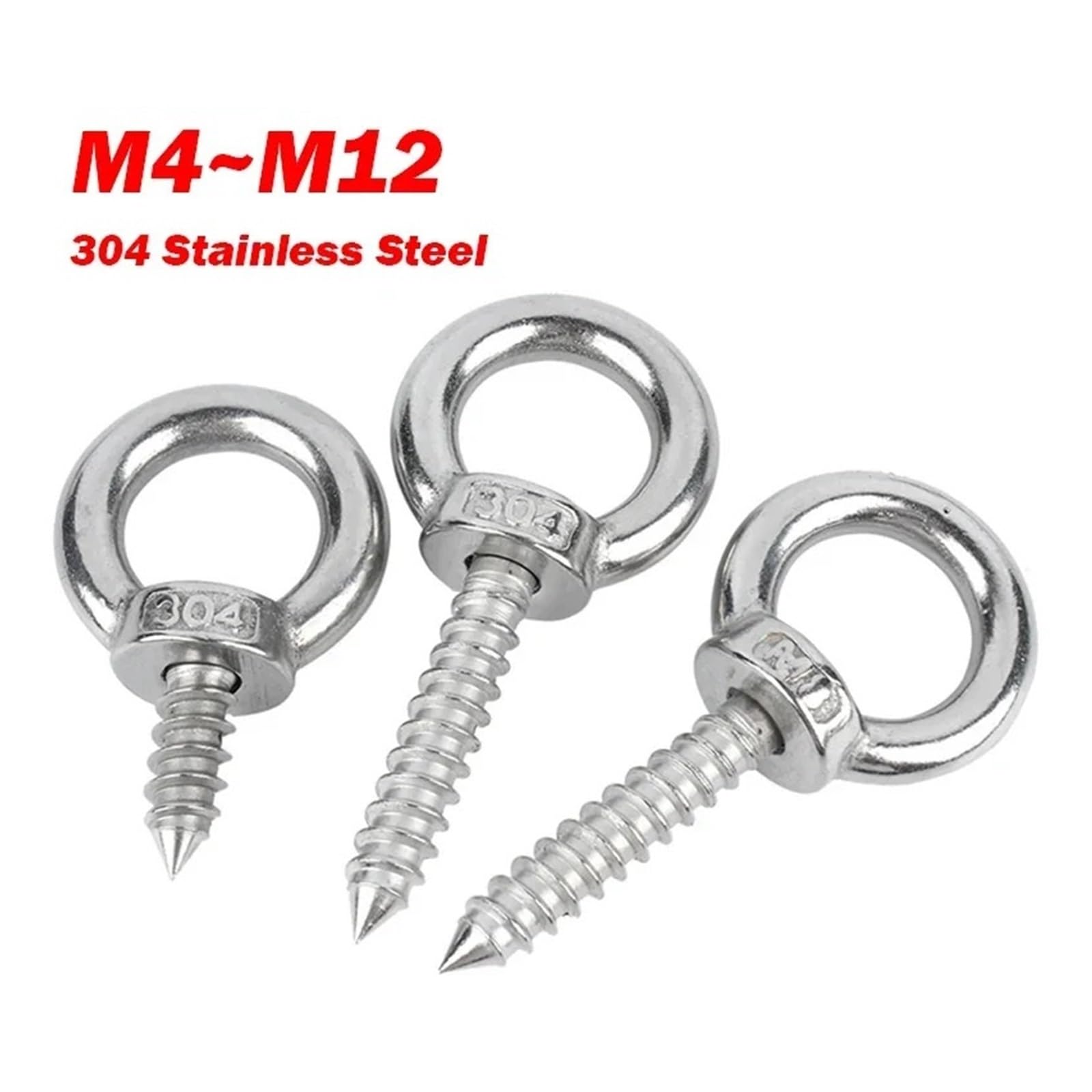 Bulloni A Occhio In Acciaio Inox A2 (304) &ndash; Vite Per Legno &ndash; Da M4 A M12 &ndash; Metrici