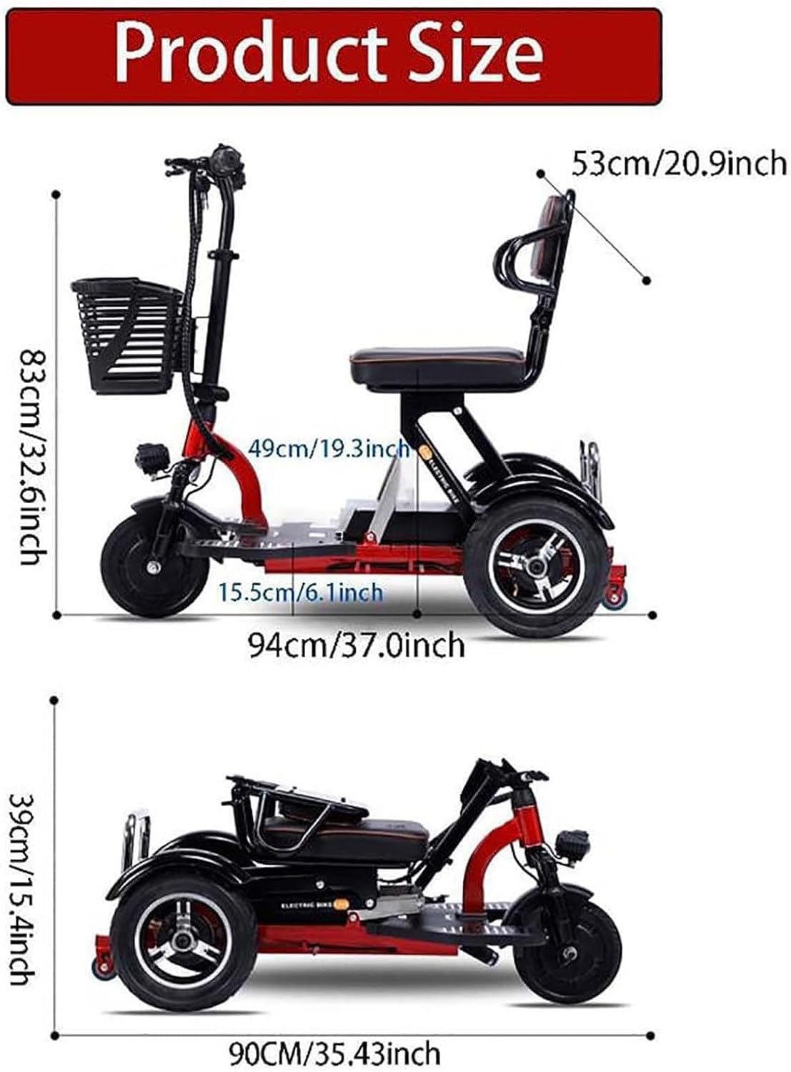 Mobility Scooter Mobility Scooter a ruote Mobility Scooter pieghevole Mobility Scooter leggero da viaggio con caricabatterie e cestino per anziani disabili Adulti Anziani Disabili