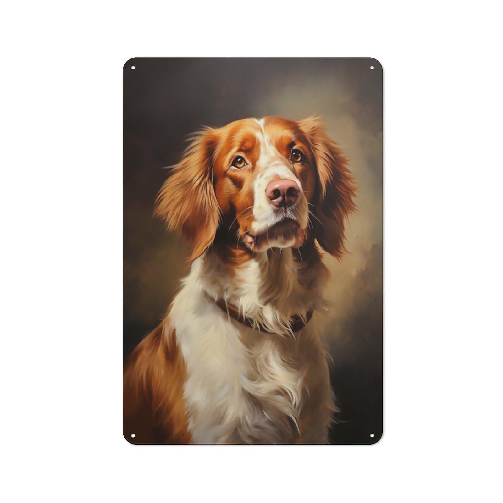 Junmoney Brittany Spaniel Rustic Metal Sign 30X20cm For Café Or Restaurant, Suited To Café Owners And Decorators