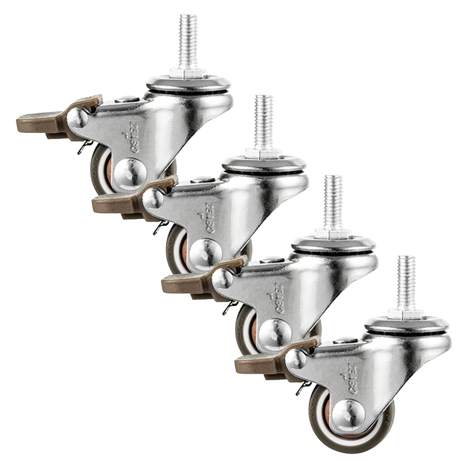 Suwooy 4 Ruedas para Muebles Pesados 25mm/38mm/50mm,Ruedas Giratorias con Freno/Sin Freno,Ruedas Pequeñas De Goma TPE Silenciosas,Rueda para Muebles De Repuesto,Ruedas De Transporte,4Brakes-25mm/M6