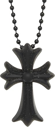 Pre-loved Black Rubber Cross Necklace, Black