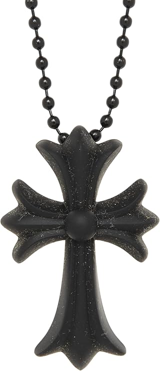 Pre-loved Black Rubber Cross Necklace, Black