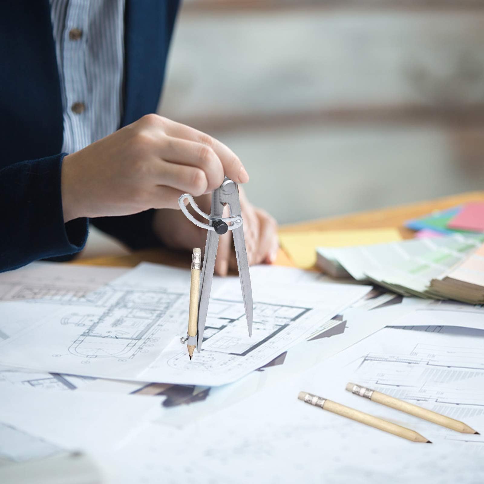 Compas de Mesure en Acier Professionnel avec Pointe au Carbone pour Charpentier