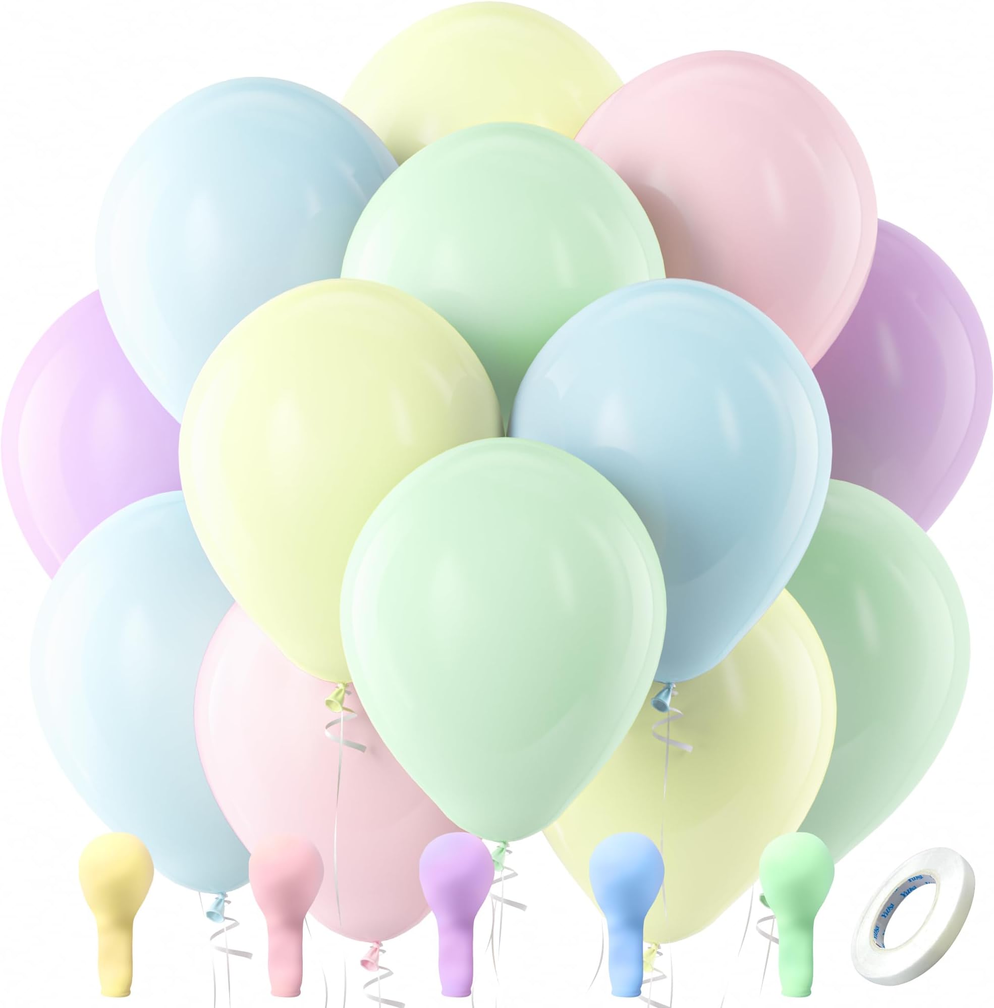 Bezente Pastel Balloons Latex Party Balloons, 100 Pack 12 inch Round Helium Multicolor Macaron Balloons for Birthday Baby Shower Wedding Decorations