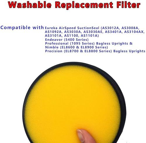 Miniatura 3 de 3 juegos de filtros para aspiradora vertical Eureka AS3030AE, AS3033A, AS3101A, AS3104AX, AS3304A, parte NO.DCF-25, DCF25, 67600, 68657, 82982-2