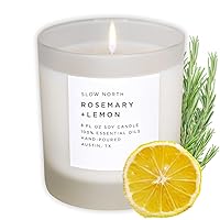 Vista 18 de Slow North Vela de citronela + mandarina, vela de aceites esenciales y cera de soja pura en un frasco de vidrio esmerilado reutilizable, una vela