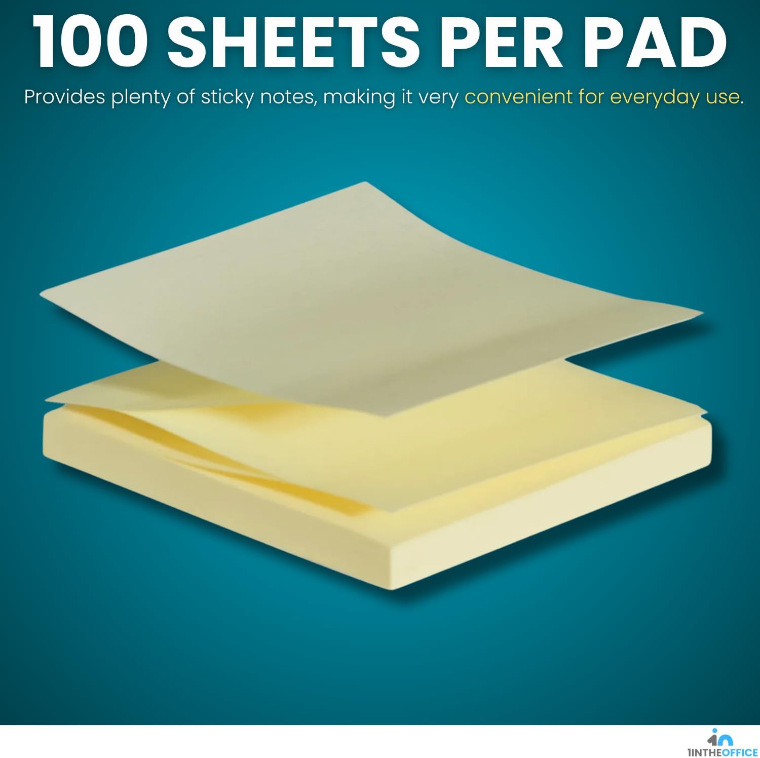 1InTheOffice Yellow Sticky Notes, 3" x 3" Yellow self Stick Sticky Notes 36/Pack of 100= 3600 Notes Pads (36)