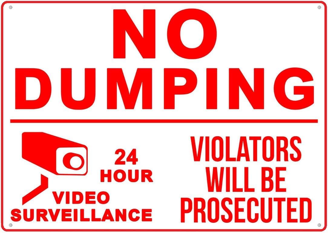 No Dumping Allowed Rust Free Aluminum Tin Sign - Warning Decor with Pre-Drilled Holes for Indoor-Outdoor Park, Roadside, Private Property - 8x12 Inch​