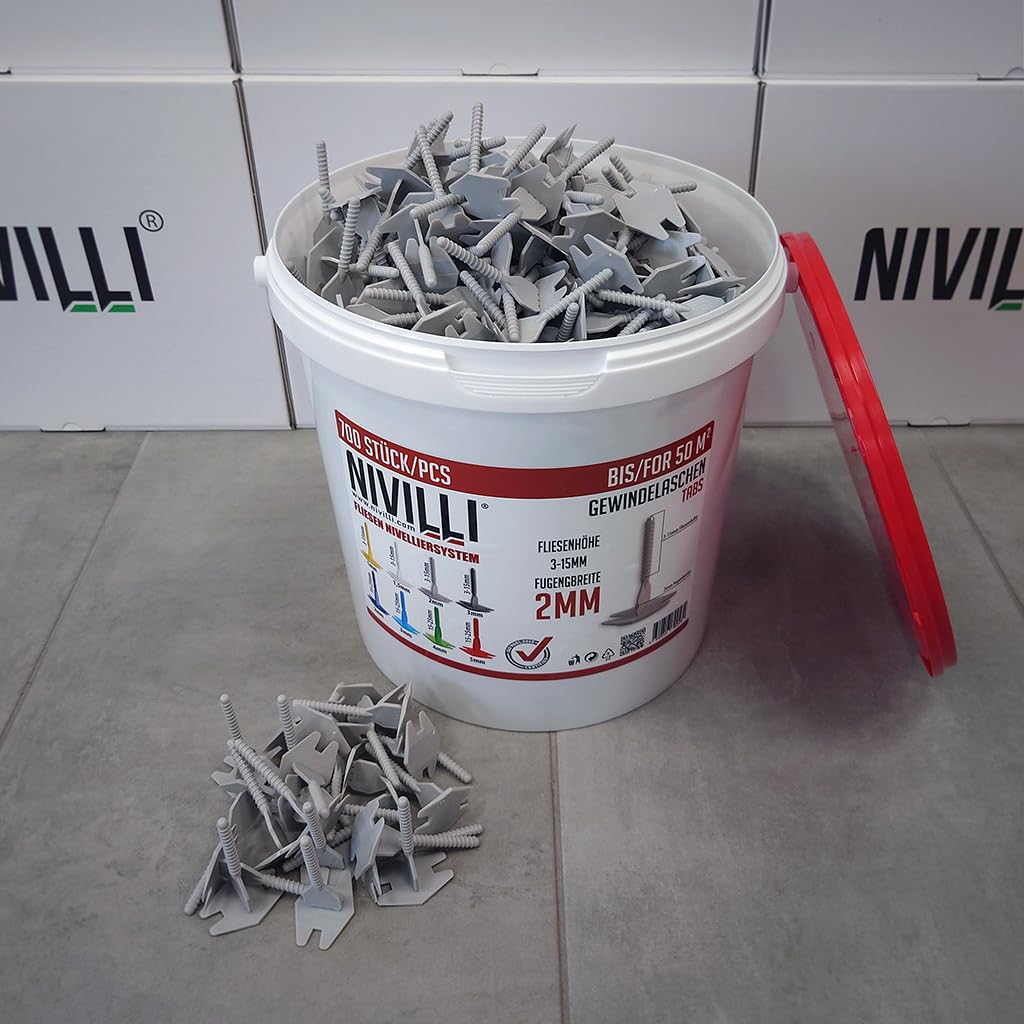 SPINNY - 700x BIG PACK. Système de nivellement de haute qualité technique pour carreaux, dalles d'extérieur et pierres naturelles. 2mm de largeur de joint-épaisseur du matériau 3-15mm