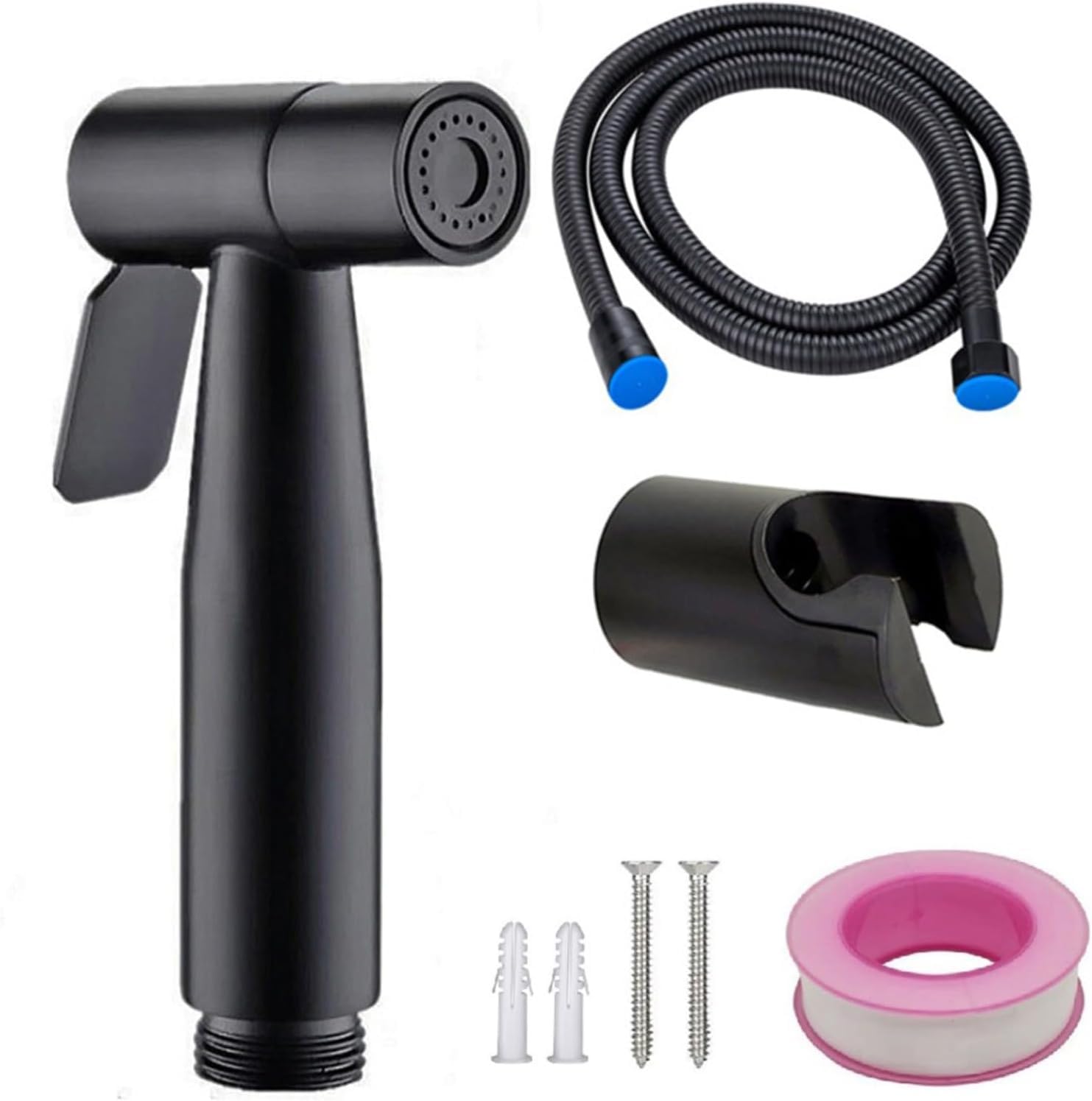 Set di Pistola A Spruzzo per Bidet Nero Opaco - Soffione Doccia Regolabile per Igiene Personale E Pulizia del Bagno
