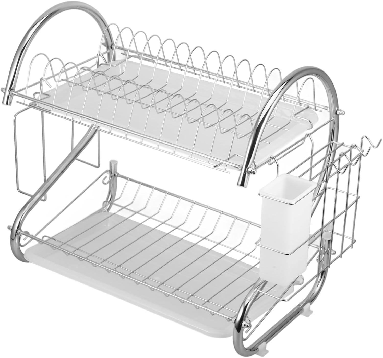 Stainless Steel Kitchen Drying Rack Dish Drain Rack Double Layer Storage Stand for Home