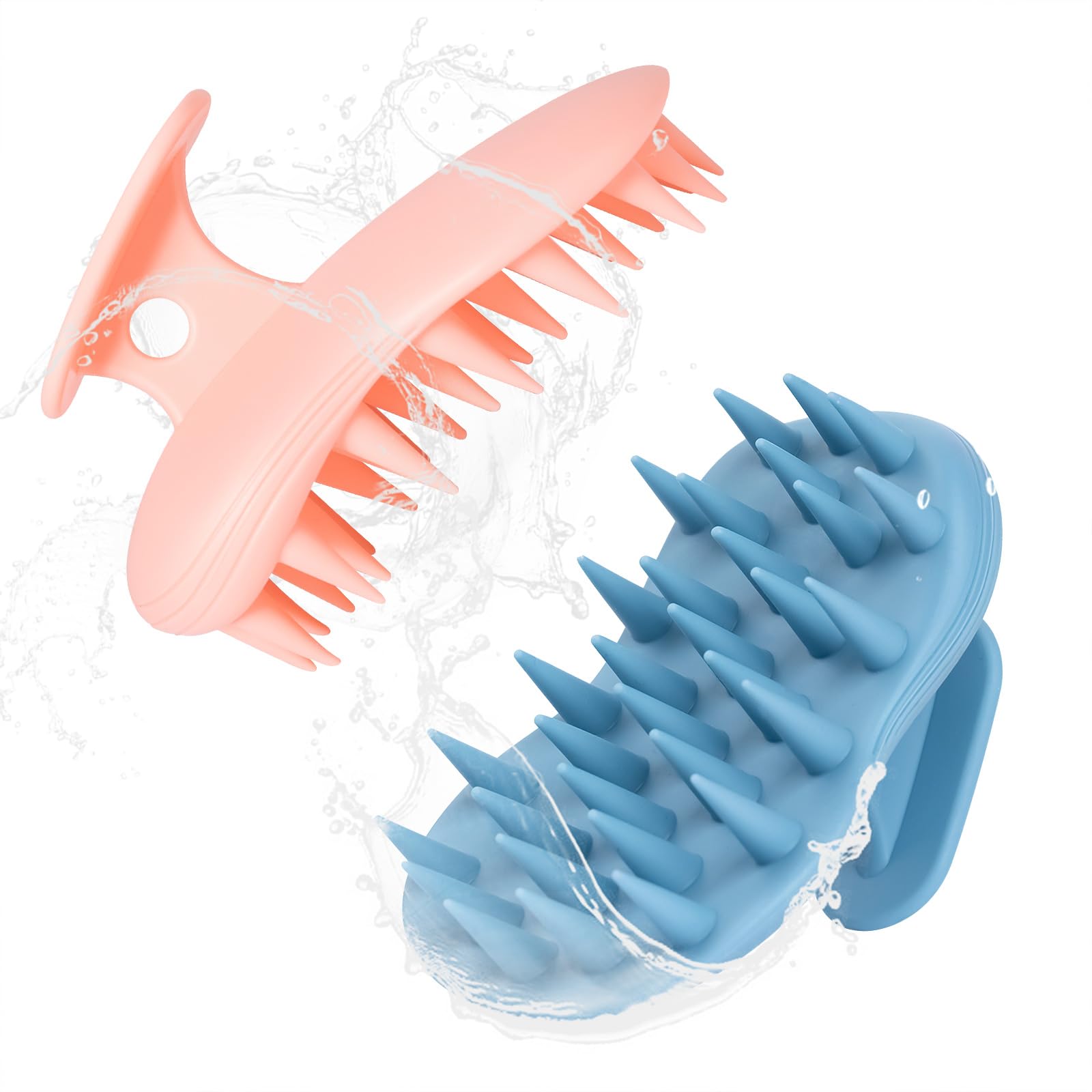 Massaggiatore per capelli per cuoio capelluto, spazzola shampoo, 2 pezzi (blu + arancione)