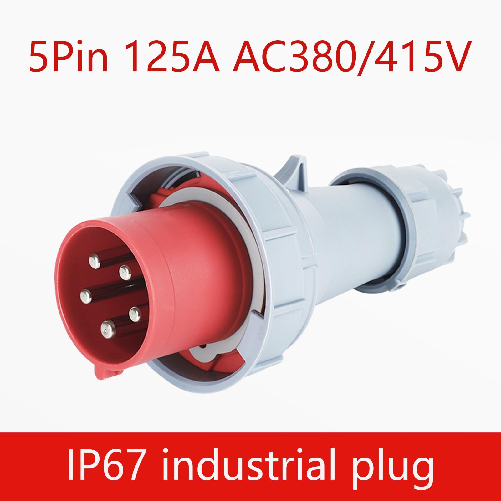 Enchufe industrial impermeable IEC 60309, enchufe masculino impermeable 125A de 5 agujas 380V - 415V 3P+E+N 6H IP67