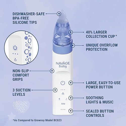 Miniatura 3 de Naväge Baby Bundle: Aspirador nasal para bebés + inhalador de microniebla, suave, aprobado por pediatras para la congestión del bebé y la nariz