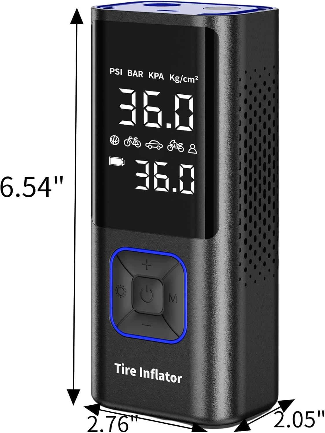 Powools Cordless Tire Inflator 150PSI Portable Air Compressor with Auto Shutoff, Air Pump for Car Tires, Motorcycle, Bike, Balls, Inflatables, LED Light, Blue, Large Capacity
