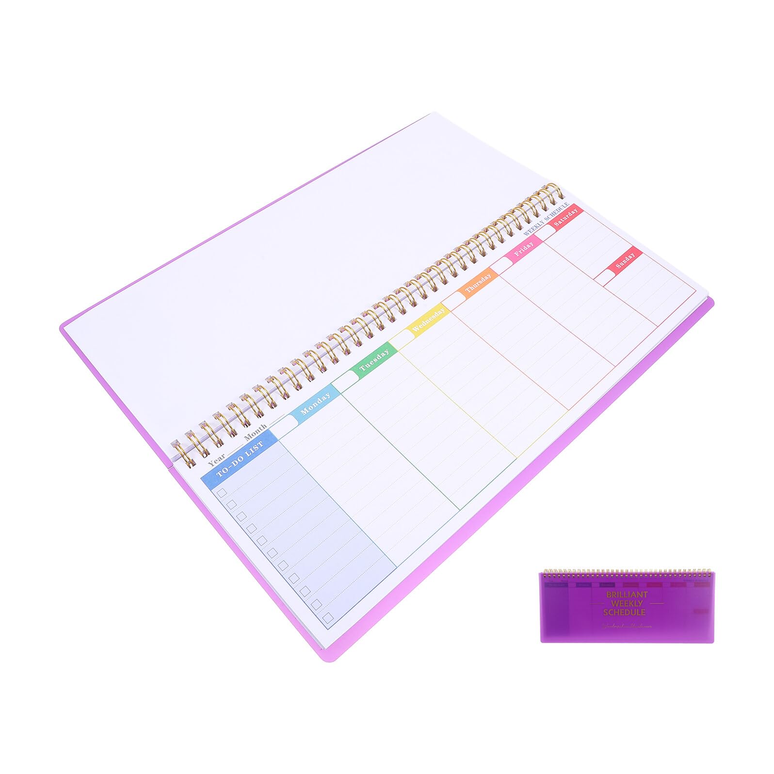 4 Piezas Planificador Semanal de Escritorio sin Fecha, Cuaderno de Notas con Pestañas Desprendibles, Diseño por Horas para Organización Diaria, Hojas Moradas para Tareas y