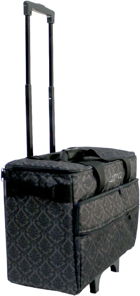 Luova 19" Rolling Sewing Machine Trolley in Black and Grey Print