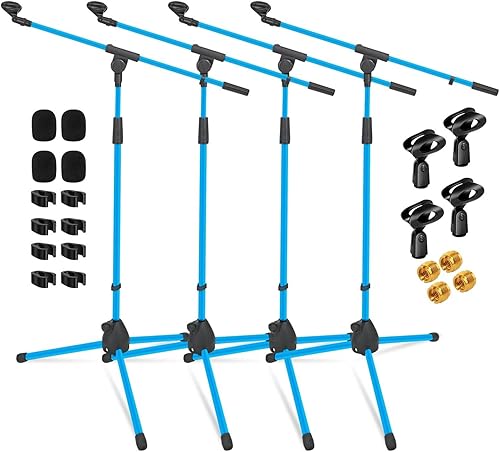 Miniatura 14 de 5 Core Soporte de Micrófono de Trípode de Piso 4 Piezas Altura Ajustable 18-72" Brazo Articulado Resistente Soportes de Micrófono Pedestal Para
