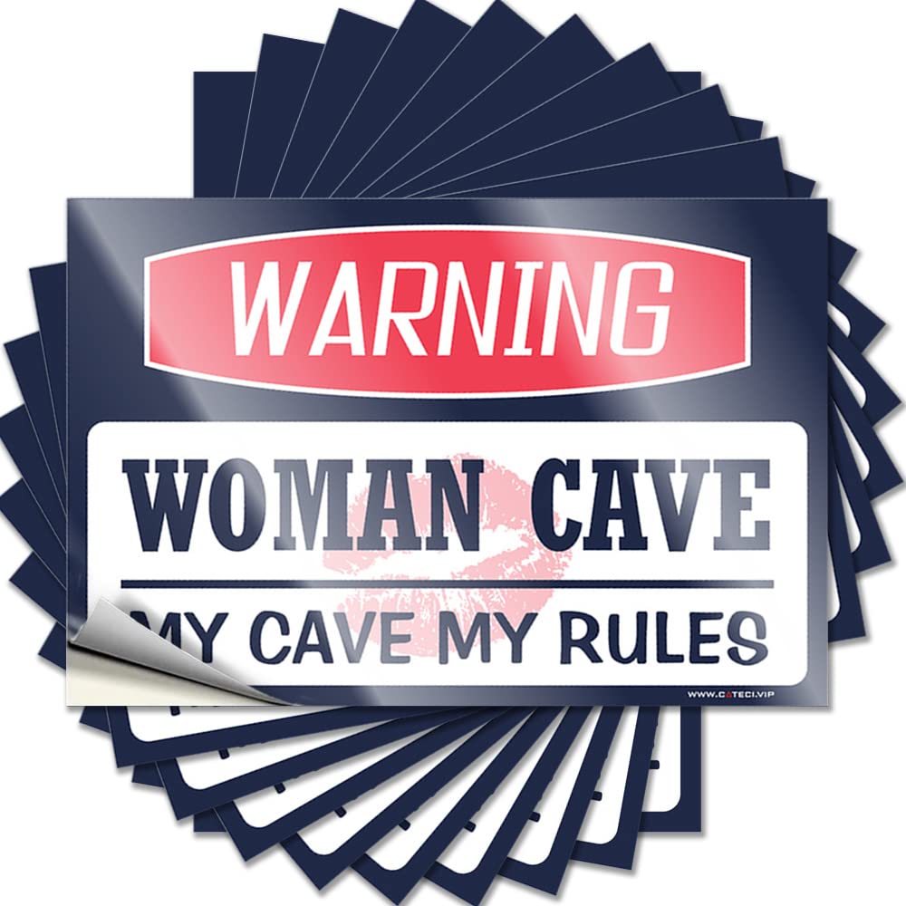 Fzfn Girls Colour Funny Sticker Stuff For Room Coffee Laptop Warning Woman Cave My Cave My Rules - Scratch Resistant Stickers(8X12cm)
