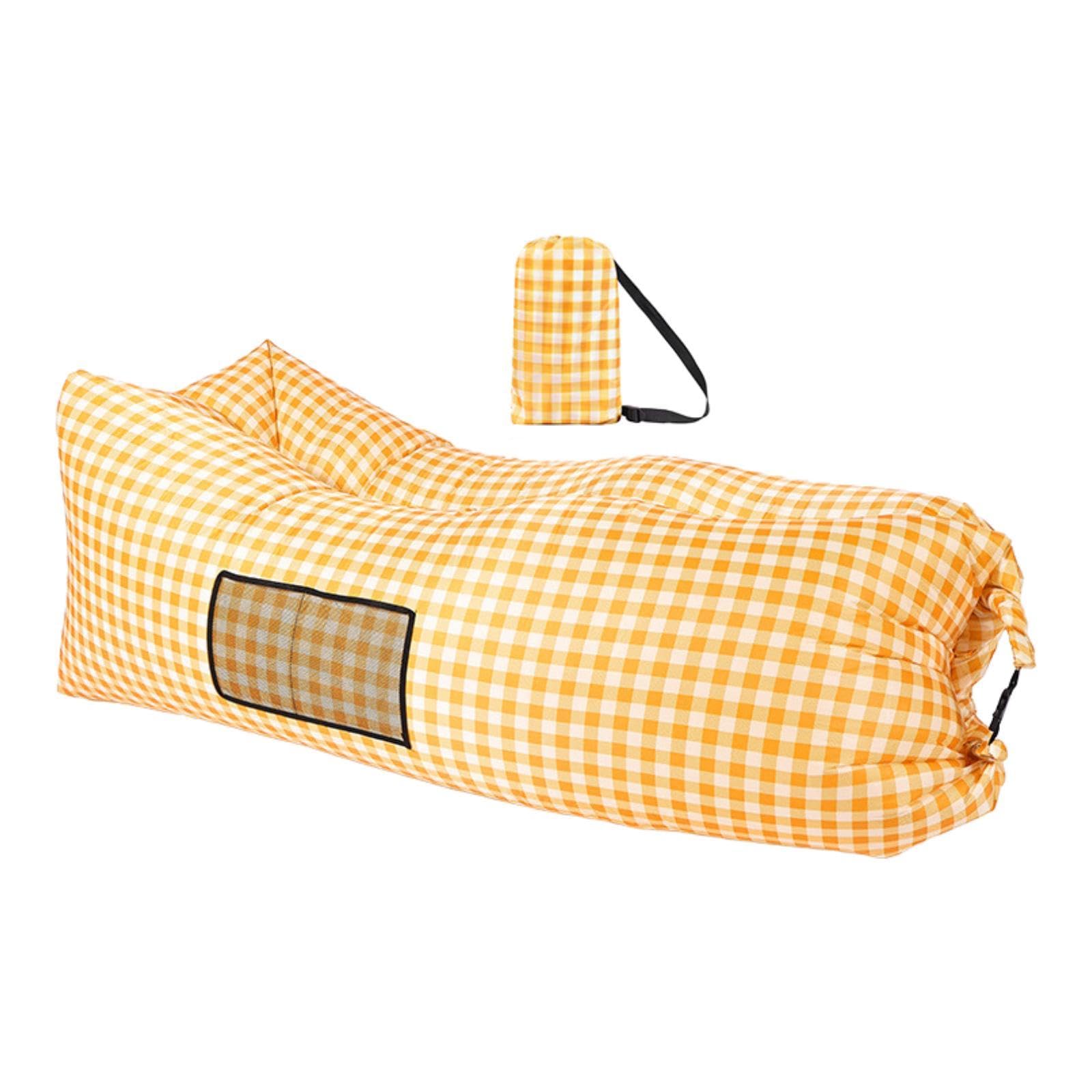 CALANDIS™ Inflatable Lounger Chair Lazy for Backyard Outdoor and Indoor Easy Setup Yellow White | Bean Bags & Inflatables | Furniture-picture-22