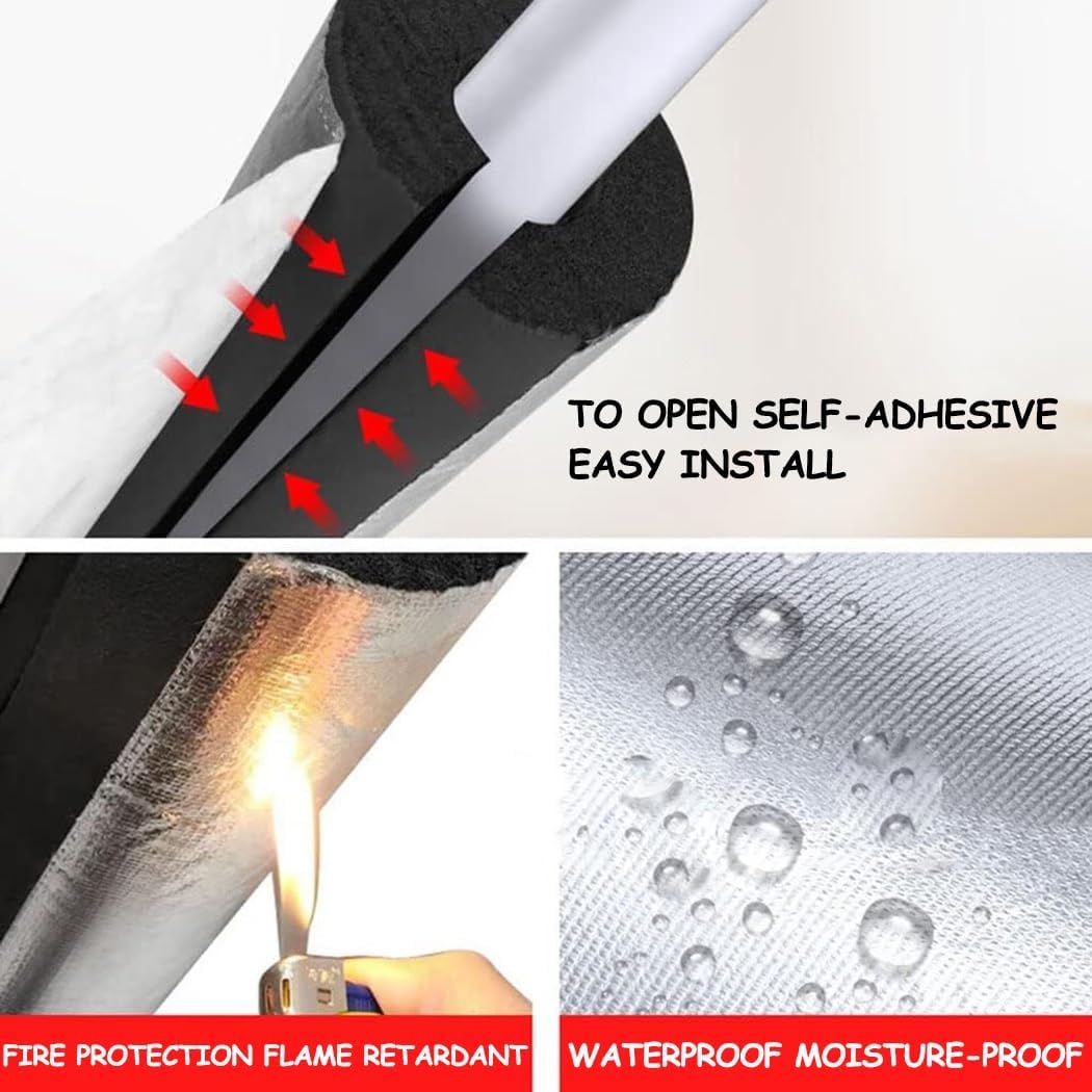 15mm(3/5")/30mm(1-1/6") Aluminum Foil Foam Tubing - 95cm(3.1ft) Self Adhesive Pre-Slit Pipe Insulation Foam Tube - ID 22-219mm Air Conditioner Insulation Pipe Wrap(165mm*30mm)