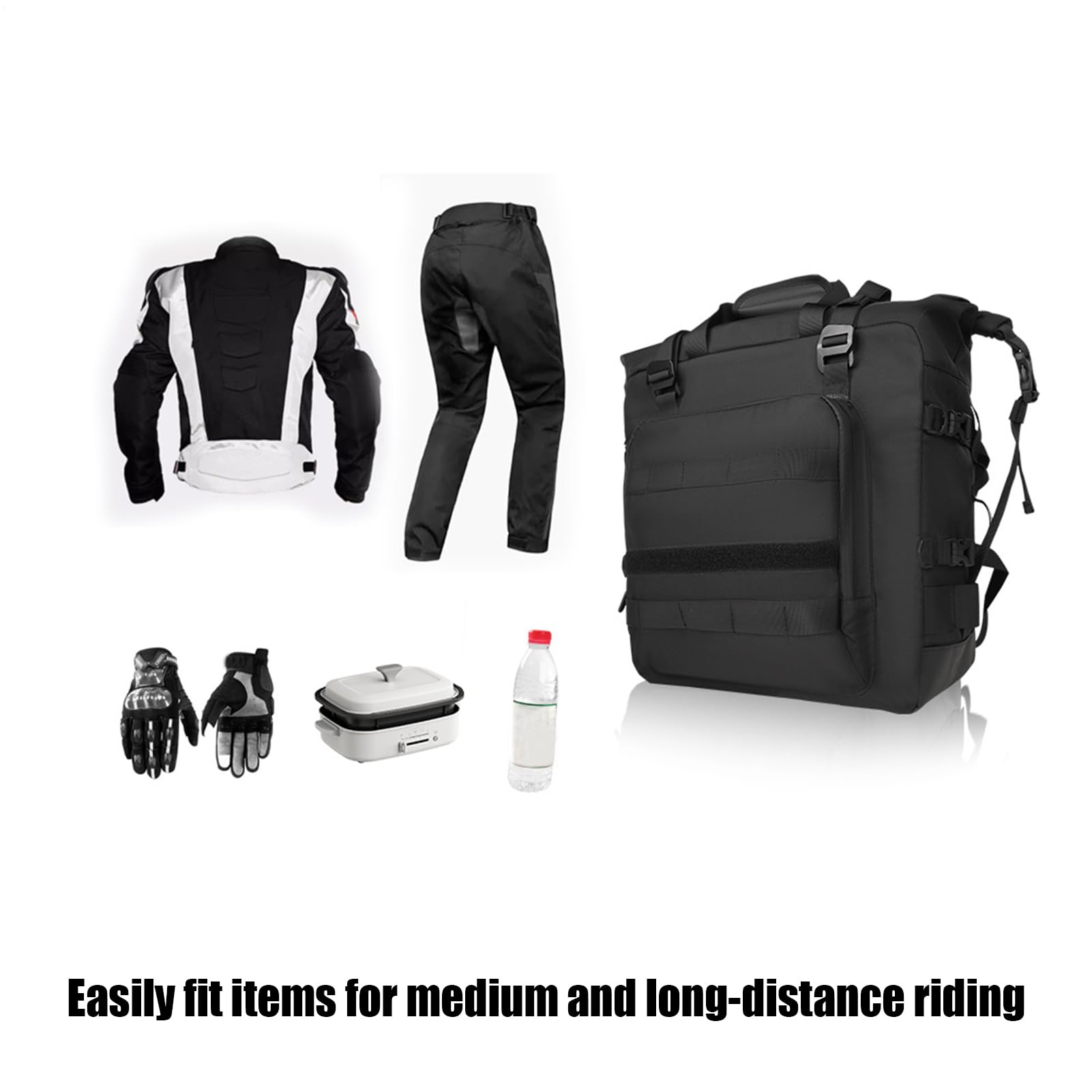 Sacoches de selle de moto, sac de rangement, résistant à l'eau, capacité de 30 l, fermeture à boucle , 1 paire pour voyage, tourisme, aventure en plein air, 2,7 kg, noir | Sac à Outils Moto Pour Femmes Adultes Et Adolescents Activités De Plein Air Cyclism