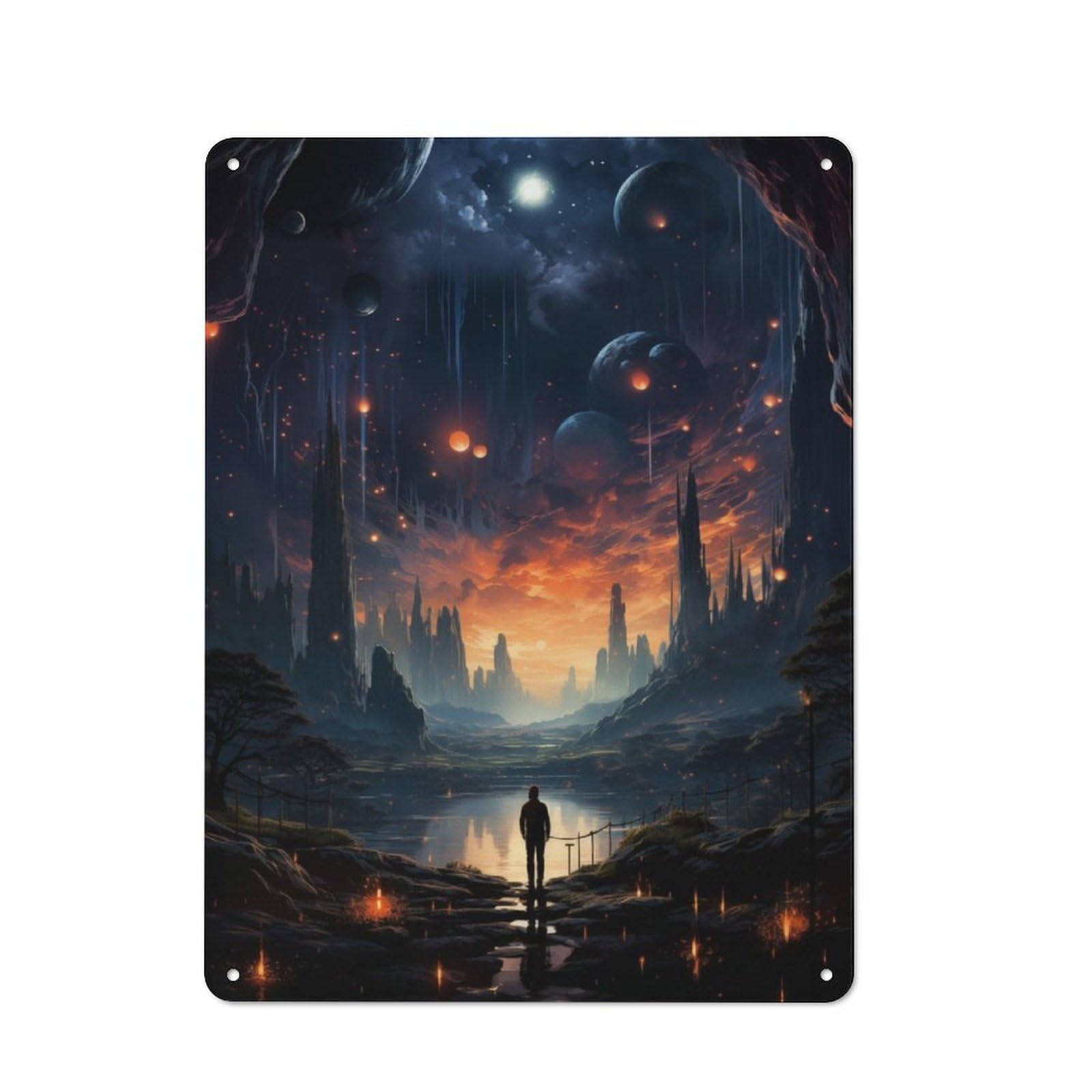 Junmoney Mysterious Universe Retro Metal Wall Sign 40X30cm With For Garage Wall, Suited To Garage Decor Collectors