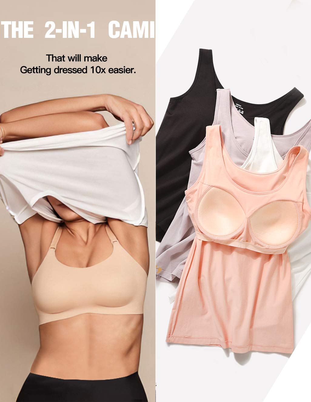 STARBILD Camiseta Mujer Interior de Microfibra Camisola Larga Básica de Mujeres Camisola de Tirante de Spaghetti Ajustable