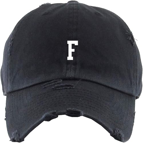 Gorra de béisbol vintage con letra inicial F de algodón bordado, ajustable, desgastada, para papá