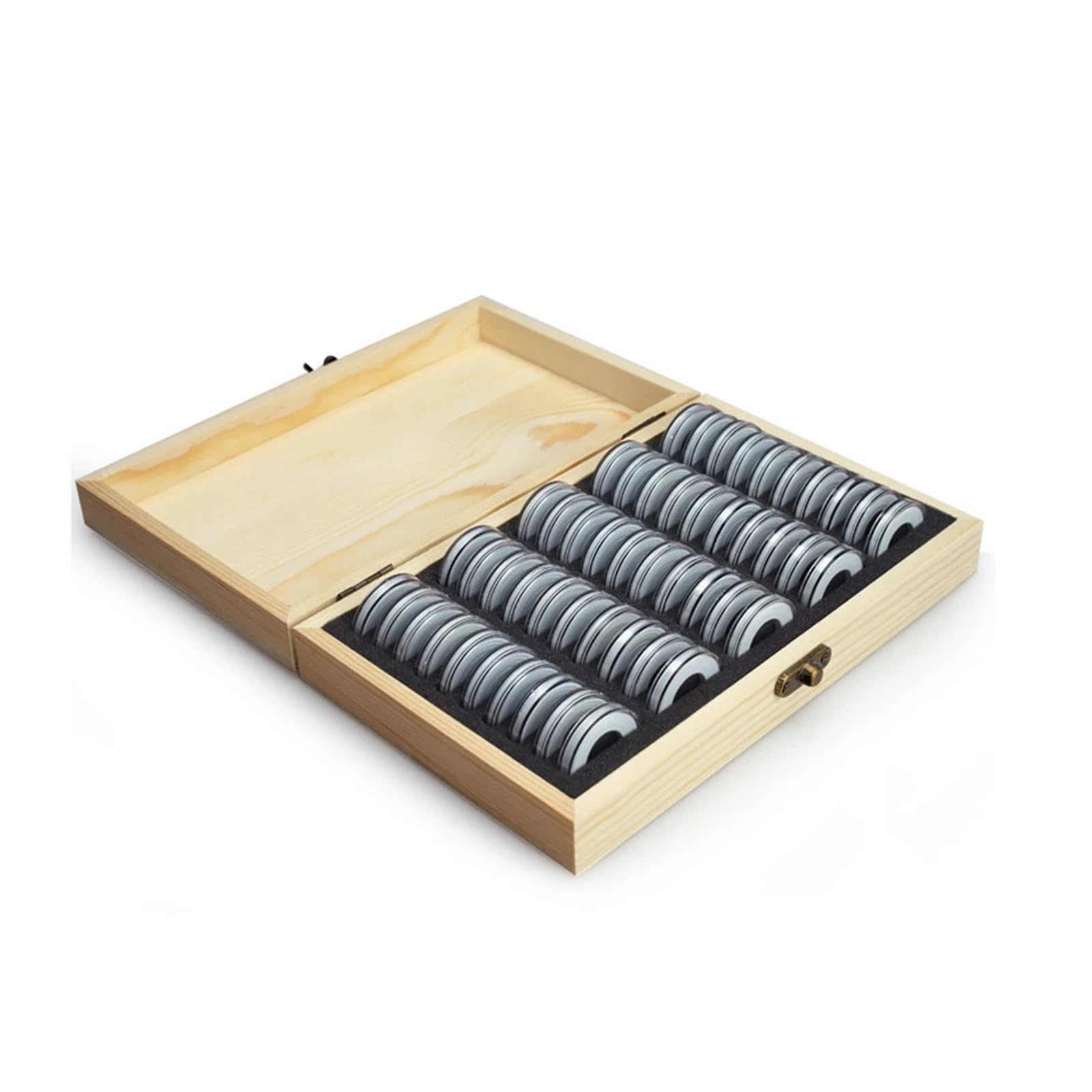 Caja para Monedas de Madera Caja de colección Monedas Madera, cápsula Transparente for con Junta for Soporte Coleccionable 18/21/25/27/30mm, 50 Uds para Monedas