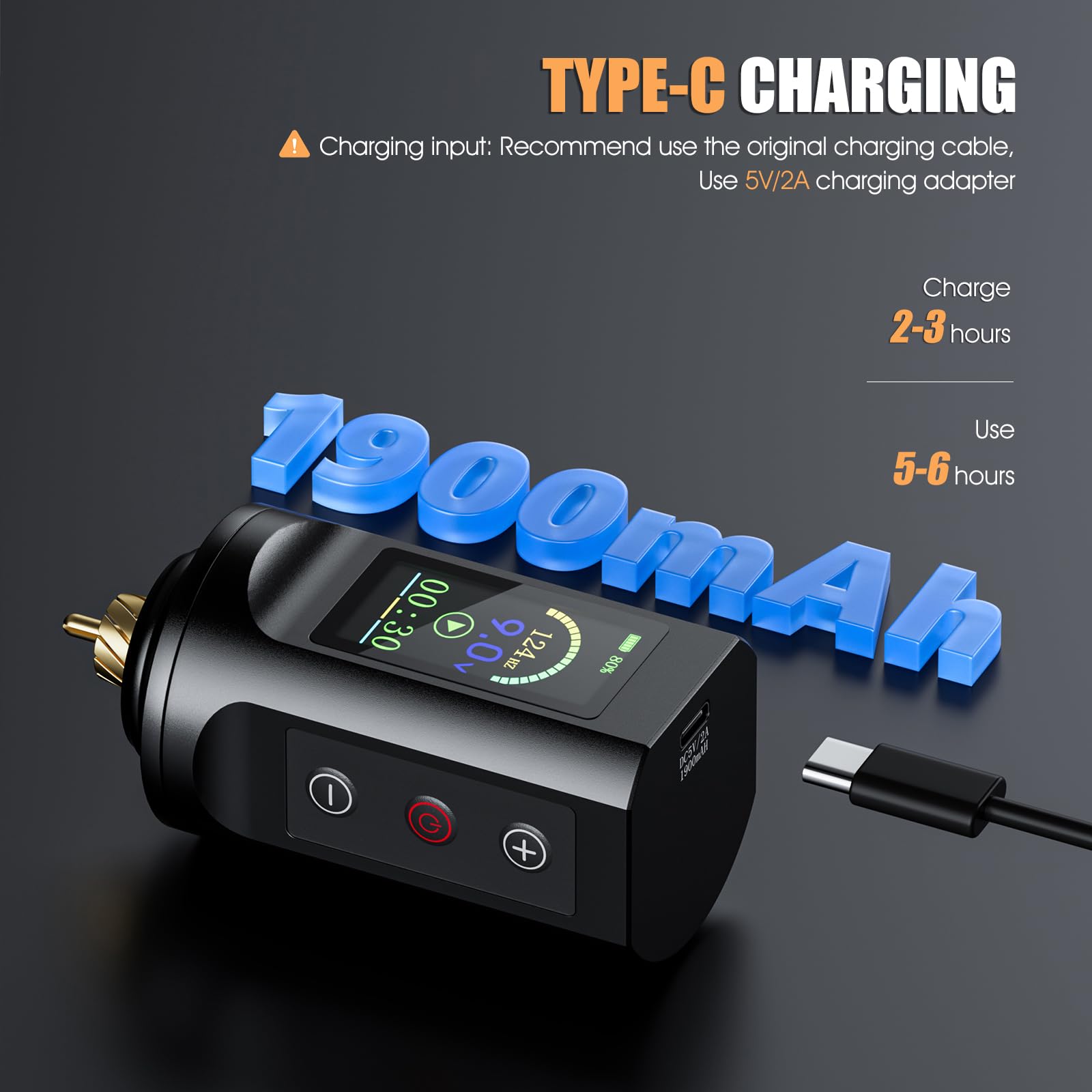 TATELF Complete Maschine Set Drehbare drahtlose Stift Mit 1900mAh RCA Akku 20 Stück Cartridges Nadeln 10 Stück Tinten Komplettes Zubehör für Anfänger Künstler