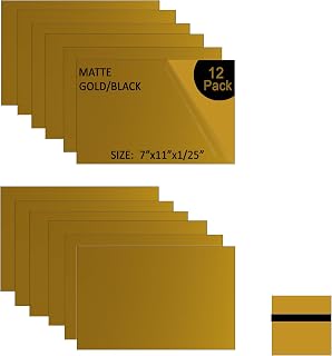 Engraving Blank Materials ABS Double Color Plastic Sheet, Matte Gold/Black (7" x 11" x .040", 12 Pieces) for Interior Signs, Badges.