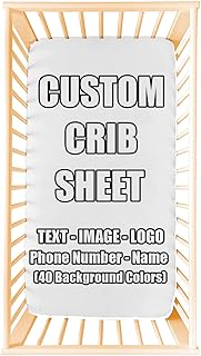 ANGELJUAN Custom Crib Sheet, Customize with Name Photo Text Stretchy & Breathable Toddler Soft Fitted Crib Sheets for Boys and Girls, 28