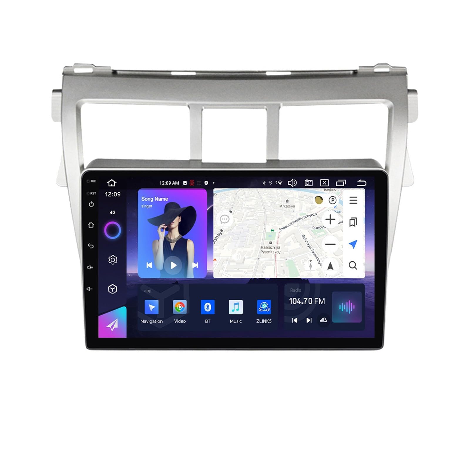9" Navigazione GPS per Auto Android 12 Multimedia per Vios 2 2007-2013 Schermo DSP Touch Capacitivo Sistema di Supporto WiFi, 4G, Dab, OBD2,K3 4 Core WiFi 2G+32G
